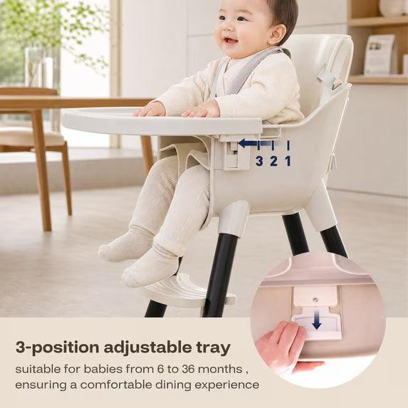 Fodoss 3-in-1 Wooden High Chair for Babies and Toddlers Easy Clean Baby Feeding Chair with Sponge Cushion Black