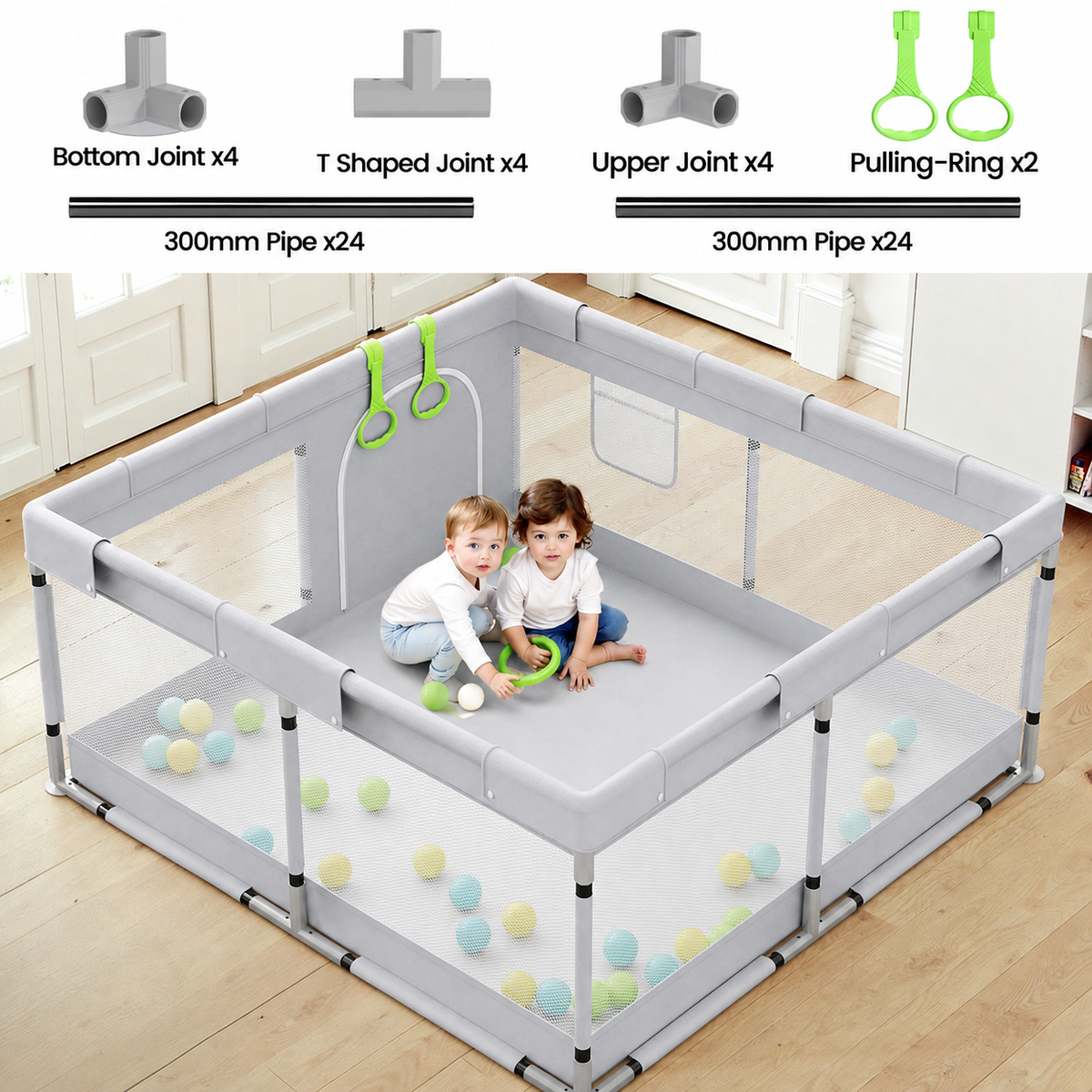 Fodoss 50x50inch Spacious Baby Playpen Playpen for Newborns and Toddlers Play Yard for Apartment Indoor Extra Large Baby Activity Center Gray