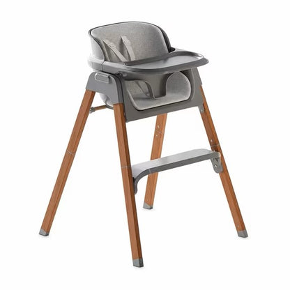 Family Baby Feeding Chair Foldable Convertible High Chair with Harness, Easy Clean Metal Frame, Removable Tray Gray