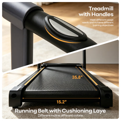16% Incline Walking Pad Treadmill, 4-in-1 Foldable Under Desk Treadmill with Handles, 2.5 HP Quiet Motor, 330 LB Capacity