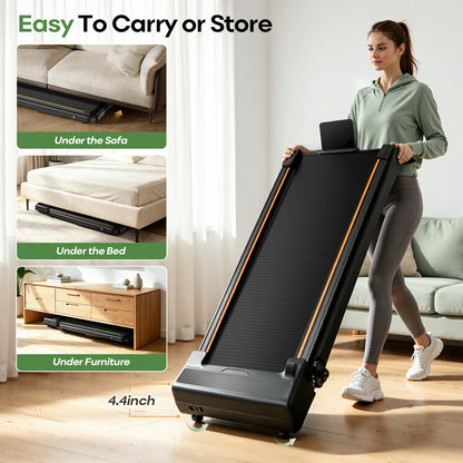 16% Incline Walking Pad Treadmill, 4-in-1 Foldable Under Desk Treadmill with Handles, 2.5 HP Quiet Motor, 330 LB Capacity