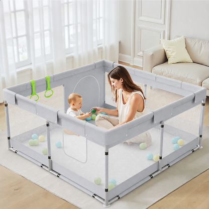 Fodoss 50x50inch Spacious Baby Playpen Playpen for Newborns and Toddlers Play Yard for Apartment Indoor Extra Large Baby Activity Center Gray
