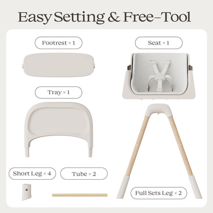 4-in-1 Baby Feeding Chairs with Detachable Dishwasher Tray for Babies and Toddlers Easy Clean High Chair Beige