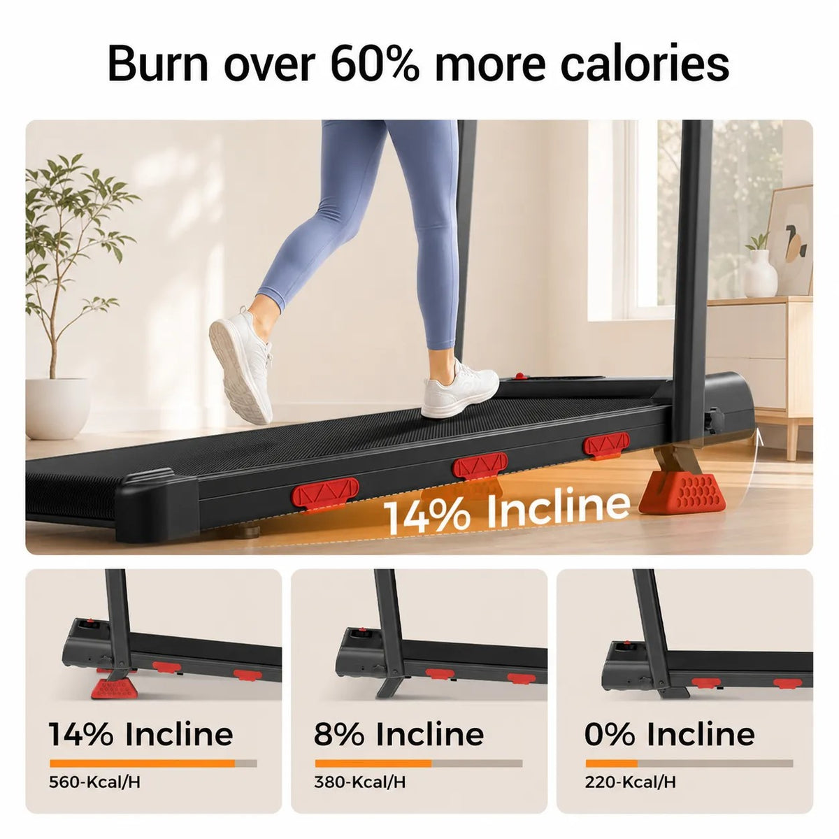 16% Incline Walking Pad Treadmill, 4-in-1 Foldable Under Desk Treadmill with Handles, 2.5 HP Quiet Motor, 330 lb Capacity