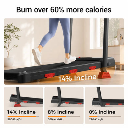 16% Incline Walking Pad Treadmill, 4-in-1 Foldable Under Desk Treadmill with Handles, 2.5 HP Quiet Motor, 330 lb Capacity