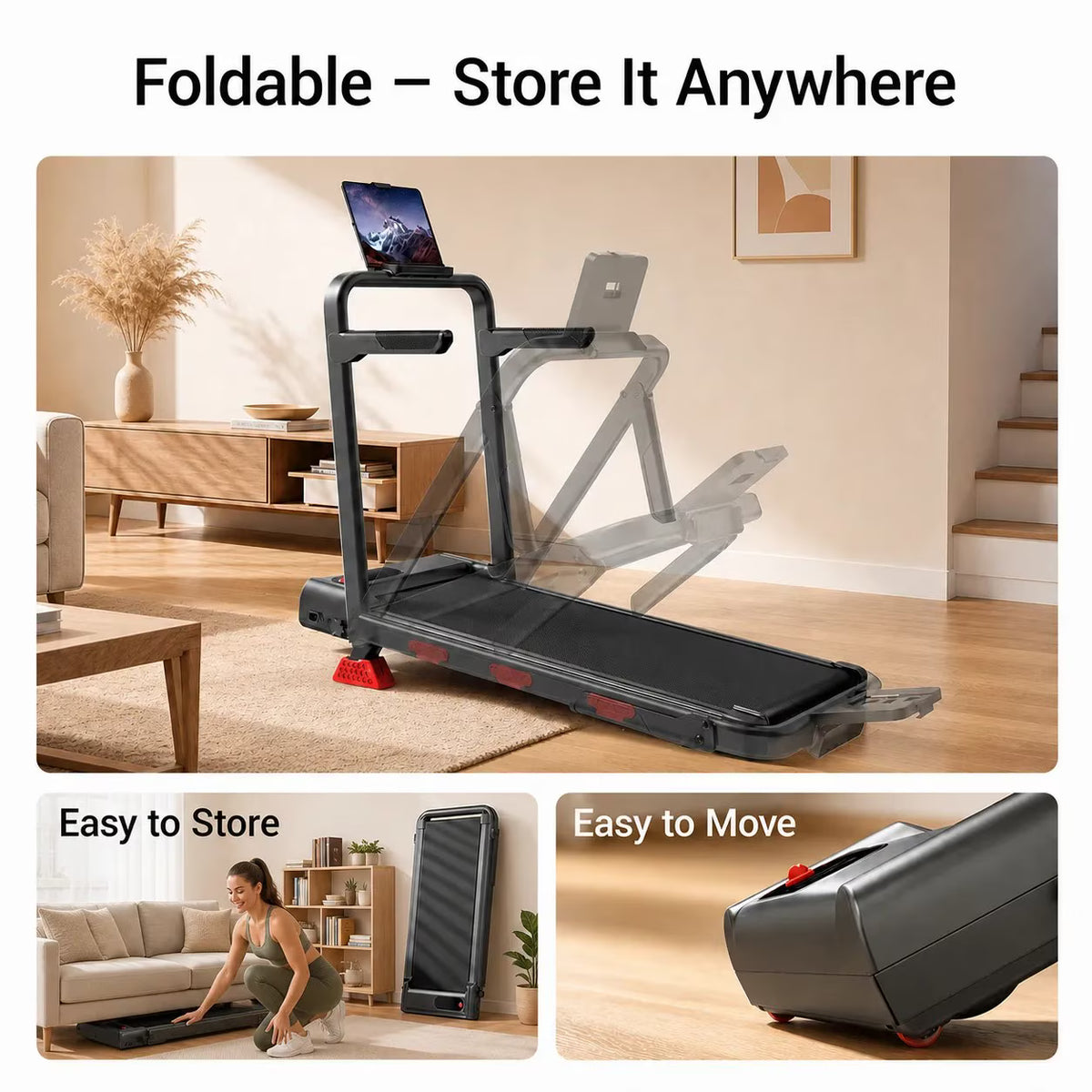 4-in-1 Foldable Walking Pad with 14% Incline, 2.5 HP Under Desk Treadmill for Home Office, 300 lb Capacity
