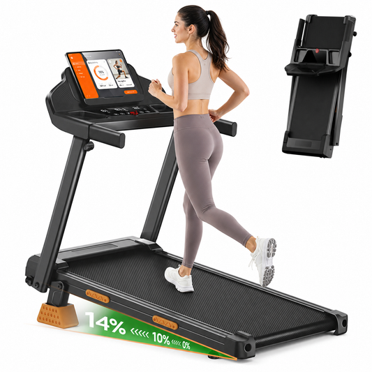 15% Incline Folding Treadmill for Home, 3.0HP Motor, 400LB Capacity, Portable Walking Pad with Handrails & 3 LED Displays
