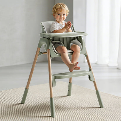 4-in-1 Baby Feeding Chairs with Detachable Dishwasher Tray for Babies and Toddlers Easy Clean High Chair Green