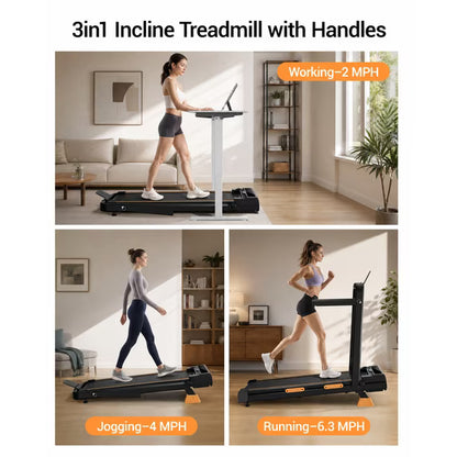 4-in-1 Foldable Walking Pad Treadmill with 16% Incline, 2.5HP Quiet Motor, Handles & 330 LB Capacity - Ideal for Home & Office Use