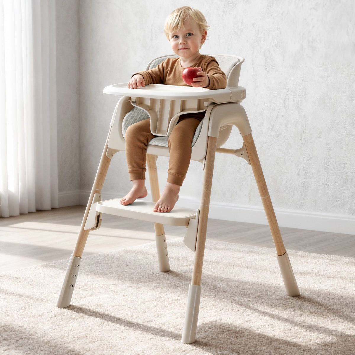 4-in-1 Baby Feeding Chairs with Detachable Dishwasher Tray for Babies and Toddlers Easy Clean High Chair Beige