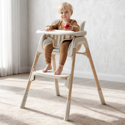 4-in-1 Baby Feeding Chairs with Detachable Dishwasher Tray for Babies and Toddlers Easy Clean High Chair Beige