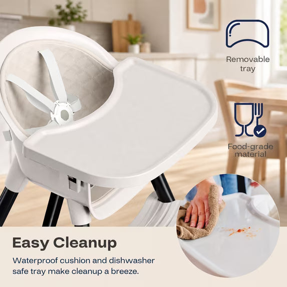 Fodoss 3-in-1 Wooden High Chair for Babies and Toddlers Easy Clean Baby Feeding Chair with Sponge Cushion Black