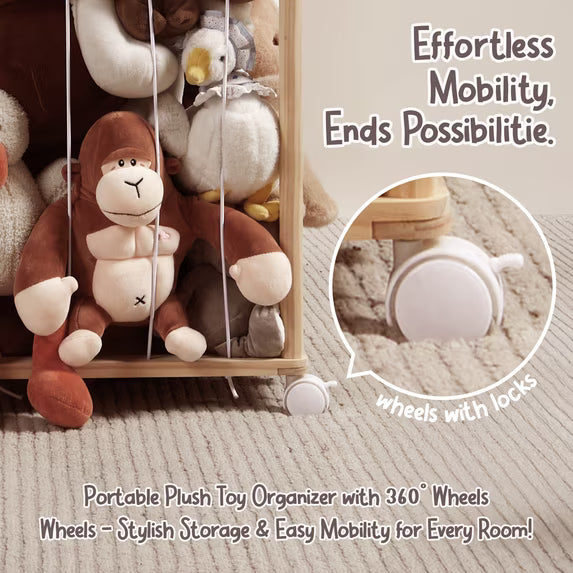 Fodoss Wooden Stuffed Animal Organizer – Zoo-Themed Storage for Plush Toys, Kids’ Room, Nursery, Playroom, Space-Saving Toy Holder