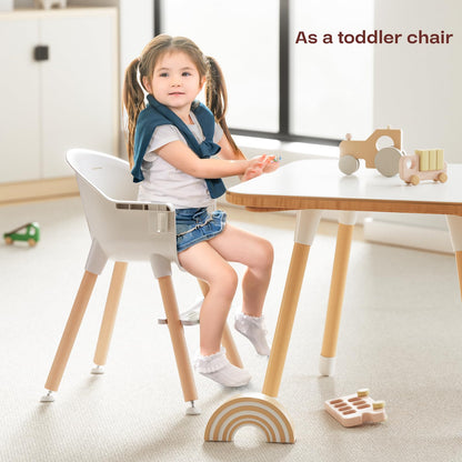 Fodoss 3-in-1 Wooden High Chair for Babies and Toddlers,Convertible Easy Clean Infant Highchair,Silla Modern Design para Comer De Bebe