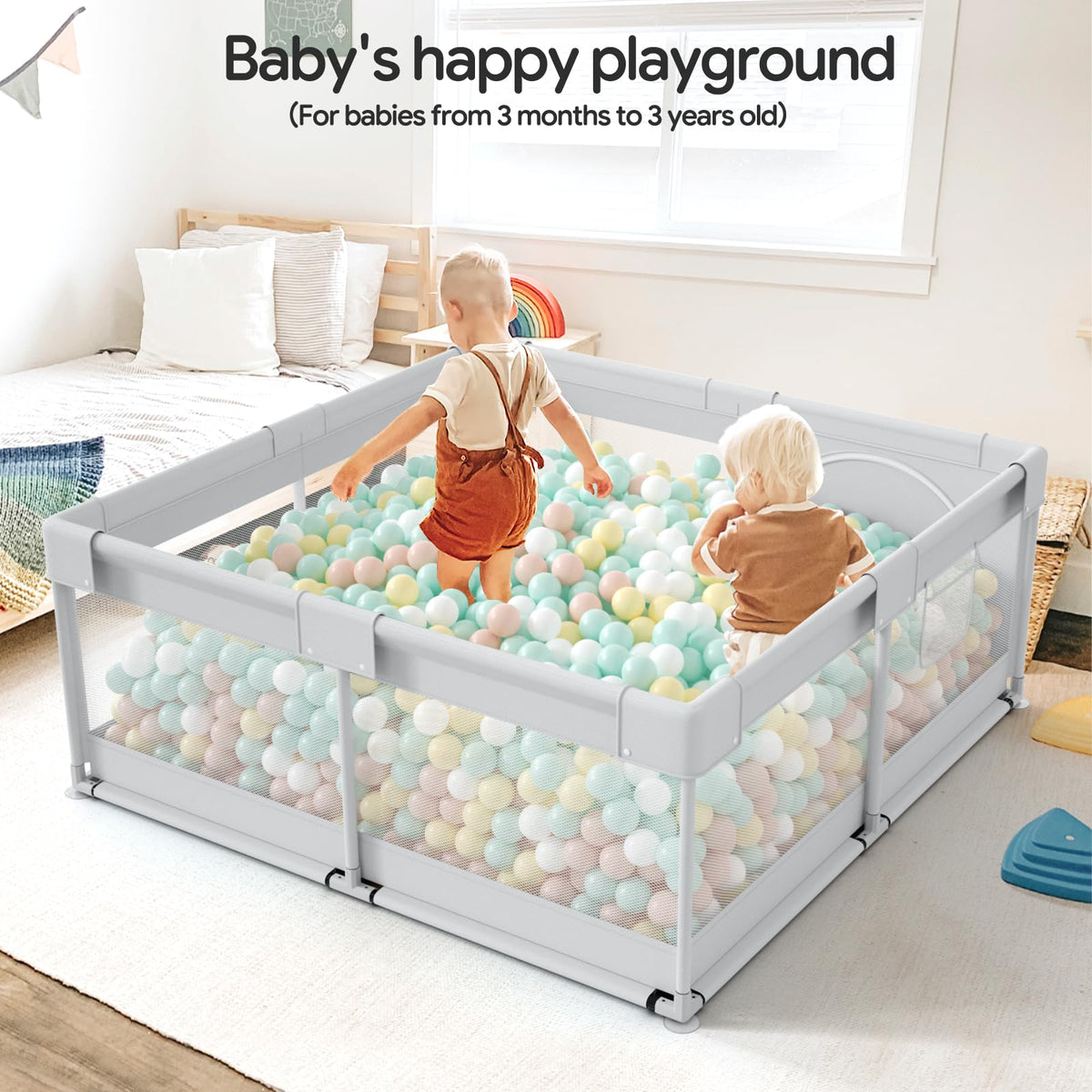 Fodoss Baby Playpen, 47x47 Small Baby Play Pen,Toddler Playpen for Apartment,Play Yard for Baby,Baby Activity Play Fence, Extra Large Baby Playard
