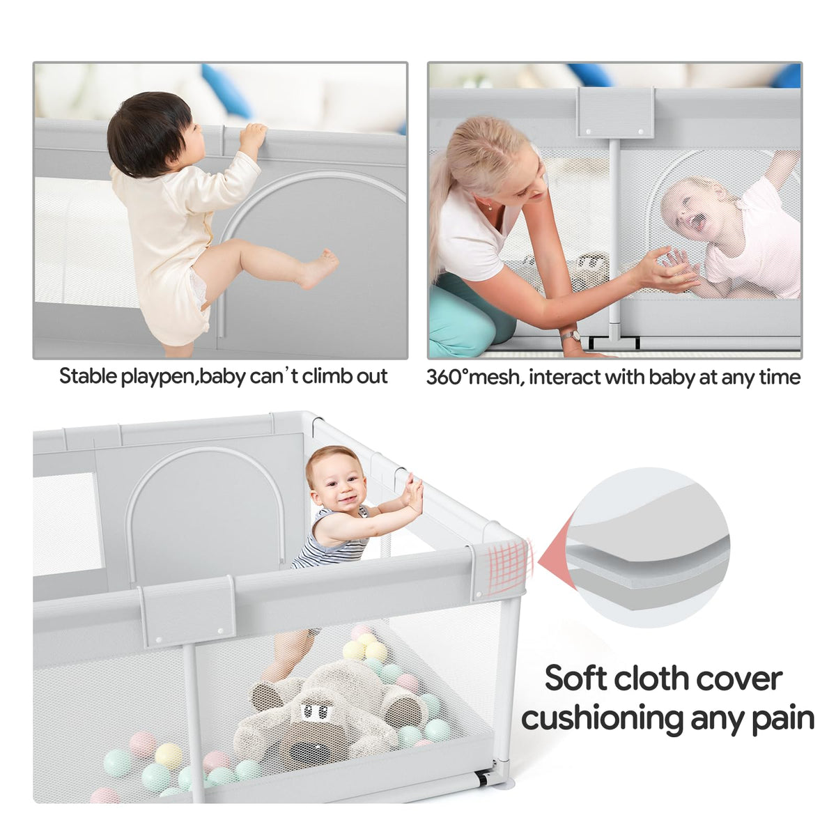 Fodoss Baby Playpen, 47x47 Small Baby Play Pen,Toddler Playpen for Apartment,Play Yard for Baby,Baby Activity Play Fence, Extra Large Baby Playard