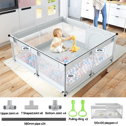 Fodoss Baby Playpen, 47x47 Small Baby Play Pen,Toddler Playpen for Apartment,Play Yard for Baby,Baby Activity Play Fence, Extra Large Baby Playard
