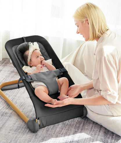 Fodoss Baby Bouncer, Portable Bouncer Seat for Babies, Ergonomic Design Baby Bouncer Chair, Baby Bassinet for Infants, Beige