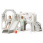 Fodoss 11 in 1 Pegasus Toddler Slide and Swing Set Kids Slide for Toddlers Indoor and Outdoor with Basketball Hoop Drawing Golf Toddler playset Brown