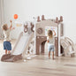 Fodoss 11 in 1 Toddler Slide for Kids Kids Slide for Toddlers Indoor and Outdoor with Basketball Hoop Golf Drawing Set Elk Theme Brown