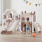 Fodoss 12 in 1 Elk Toddler Slide and Swing Set Kids Slide for Toddlers Indoor and Outdoor with Basketball Hoop Drawing Golf Toddler playset Brown