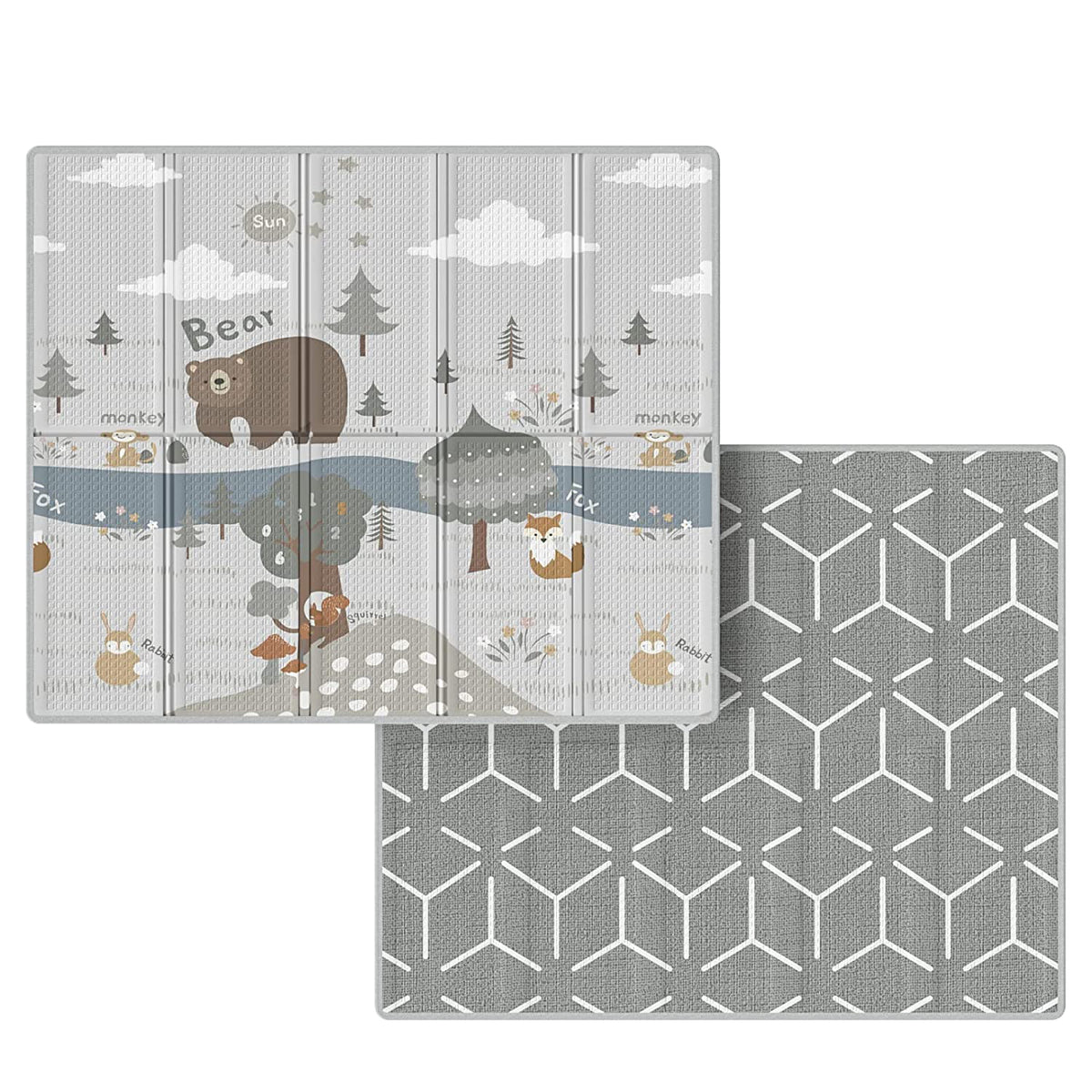 Fodoss Baby Play Mat, 59x59inch Play Mat, 0.4 in Thick Waterproof Playmat for Babies,Kids Foam Play Mat,Waterproof,BPA Free,Non Toxic Carlwing Mat for Baies, Neutral Design Play Mat