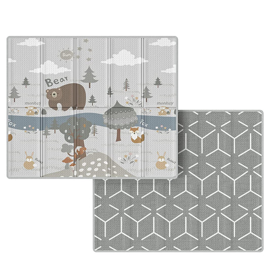 Fodoss Baby Play Mat, 59x59inch Play Mat, 0.4 in Thick Waterproof Playmat for Babies,Kids Foam Play Mat,Waterproof,BPA Free,Non Toxic Carlwing Mat for Baies, Neutral Design Play Mat
