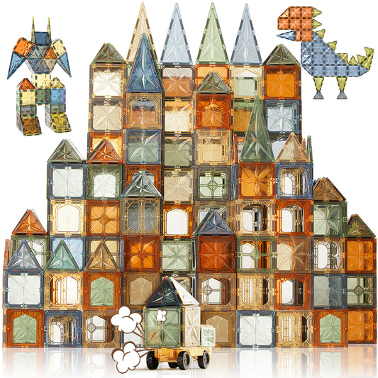Fodoss Magnetic Tiles - 102pcs Innovative 3D Magnetic Tiles Set,Magnet Building Toys for Kids,STEM Learning and Encouraging Imaginative Play, Educational Magnet Toys for Boys & Girls Ages 3 4 5 6 +Years