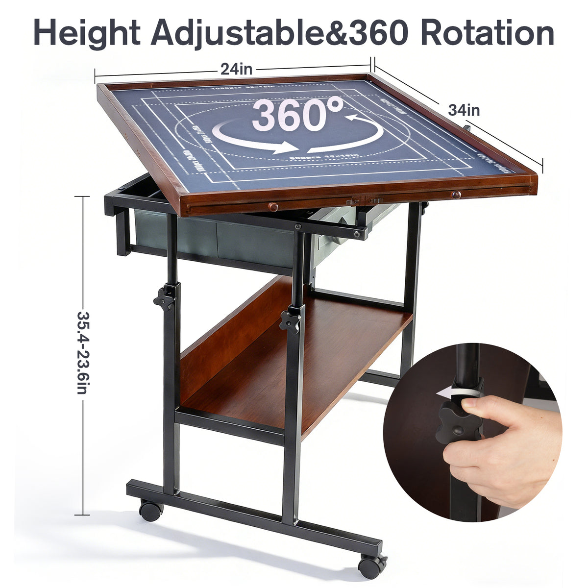 Fodoss Rotating Puzzle Table with Drawers - 1500 Pieces Jigsaw Puzzle Board for Adult, Tilting Wooden Jigsaw Table