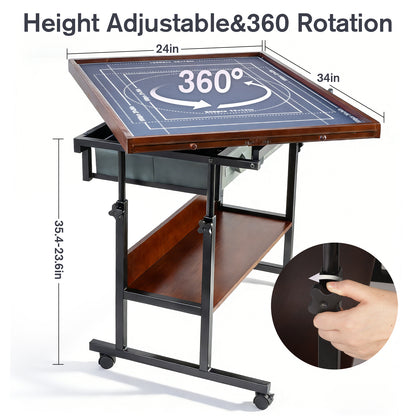 Fodoss Rotating Puzzle Table with Drawers - 1500 Pieces Jigsaw Puzzle Board for Adult, Tilting Wooden Jigsaw Table