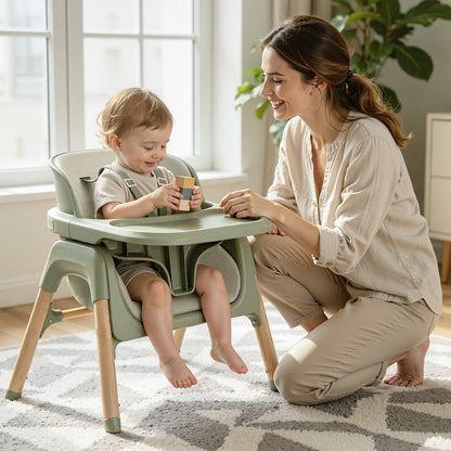 4-in-1 Baby Feeding Chairs with Detachable Dishwasher Tray for Babies and Toddlers Easy Clean High Chair Green