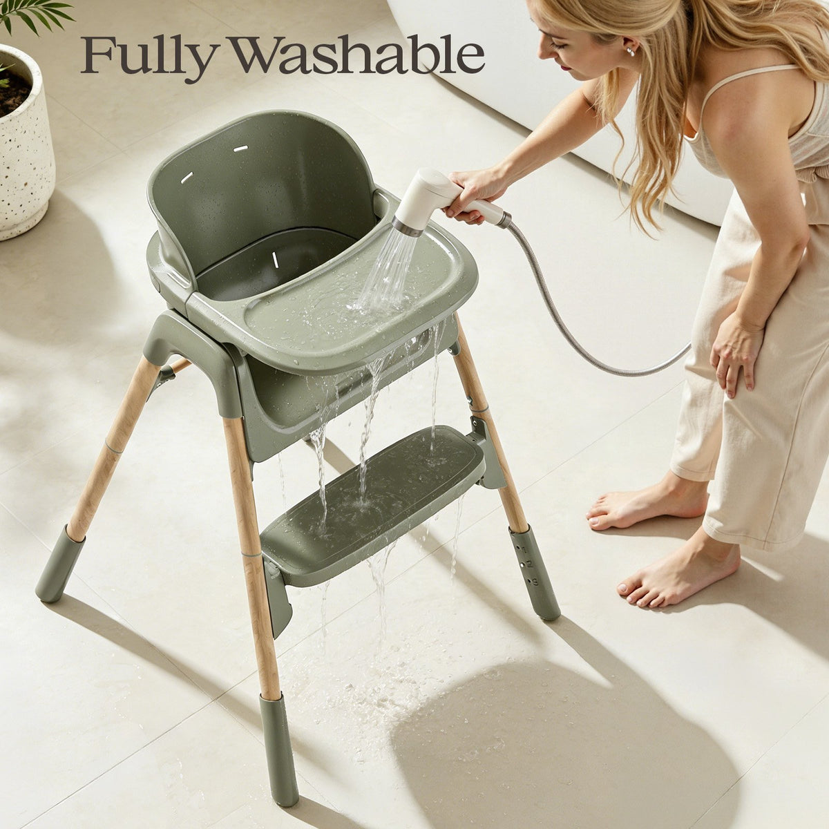 4-in-1 Baby Feeding Chairs with Detachable Dishwasher Tray for Babies and Toddlers Easy Clean High Chair Green
