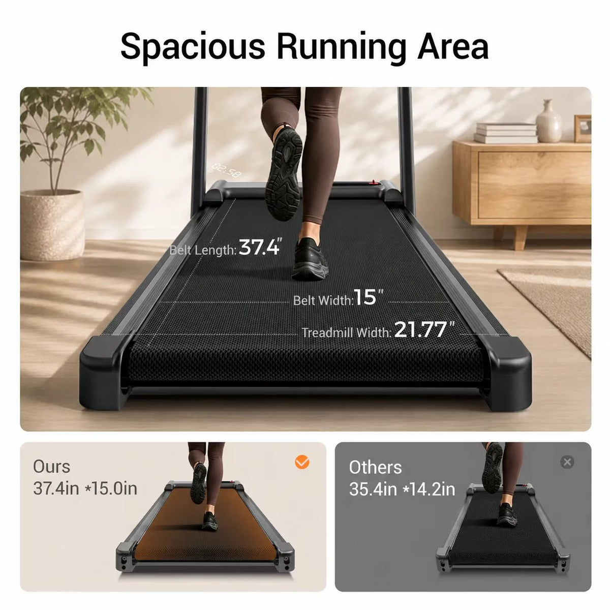 15% Incline Walking Pad with Handle Bar, 2.5HP Under Desk Treadmill 0.6-6.2MPH for Home Office, 300 LBS Weight Capacity