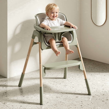 4-in-1 Baby Feeding Chairs with Detachable Dishwasher Tray for Babies and Toddlers Easy Clean High Chair Green