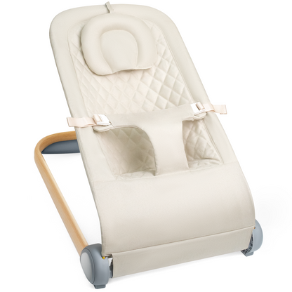 Fodoss Baby Bouncer, Portable Bouncer Seat for Babies, Ergonomic Design Baby Bouncer Chair, Baby Bassinet for Infants, Beige