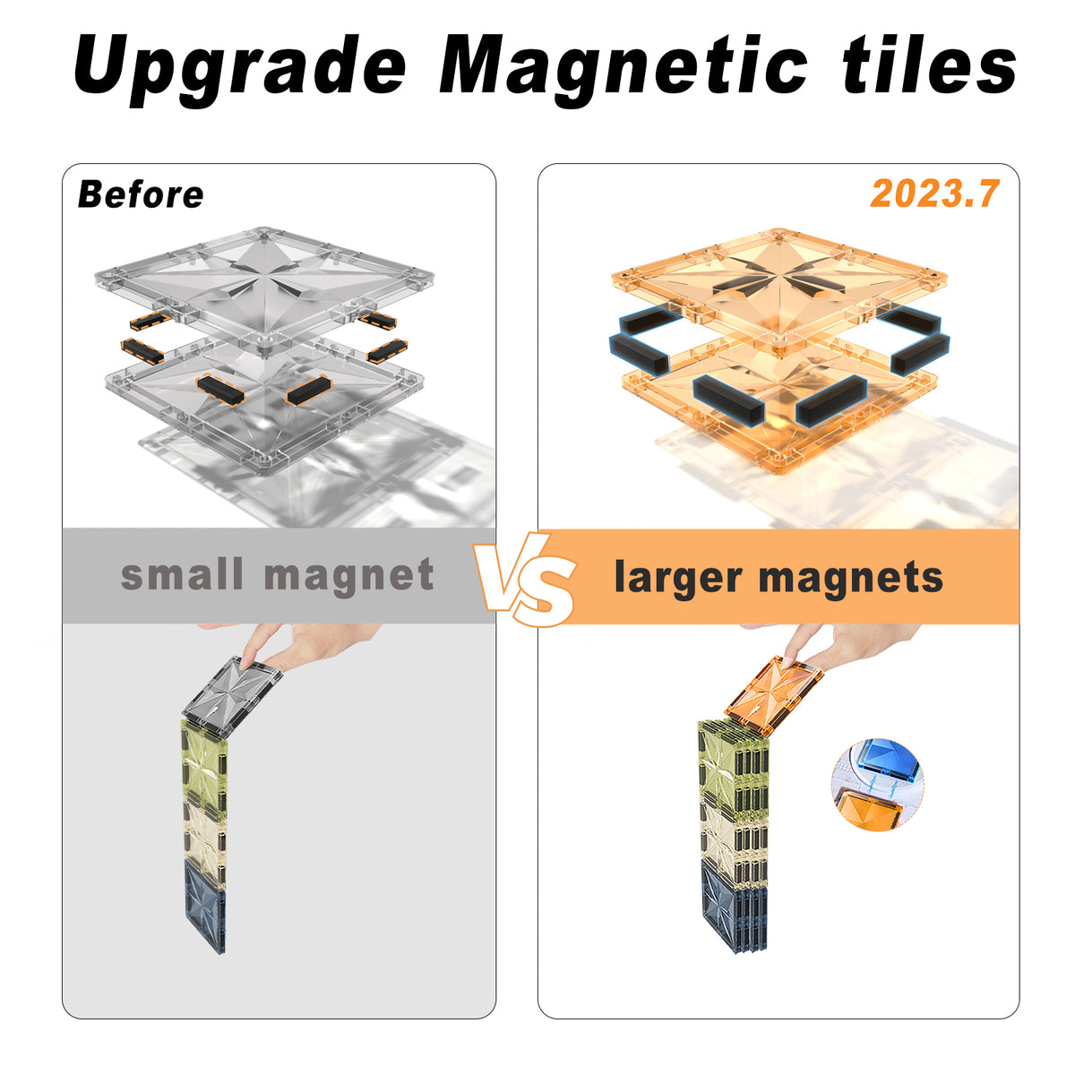Fodoss Magnetic Tiles - 102pcs Innovative 3D Magnetic Tiles Set,Magnet Building Toys for Kids,STEM Learning and Encouraging Imaginative Play, Educational Magnet Toys for Boys & Girls Ages 3 4 5 6 +Years